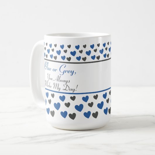 Spaß Niedliches Inspirationsangebot, blaue und gra Kaffeetasse (Vorderseite Links)