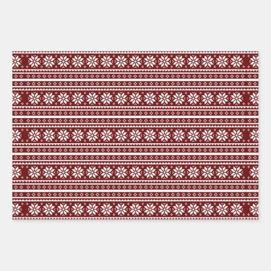 Spaß Nordic Muster Weihnachtswrapping Paper Sheets Geschenkpapier Set (Vorderseite)