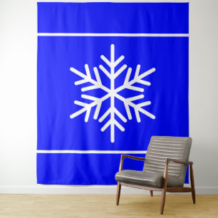 Spaß Nordic White Snowflake Streifen auf hellblau Wandteppich