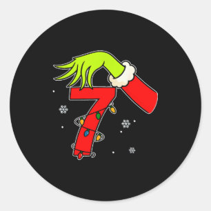 Spaß Nummer 7 Weihnachten 67 Sechs Sieben Meme Xma Runder Aufkleber