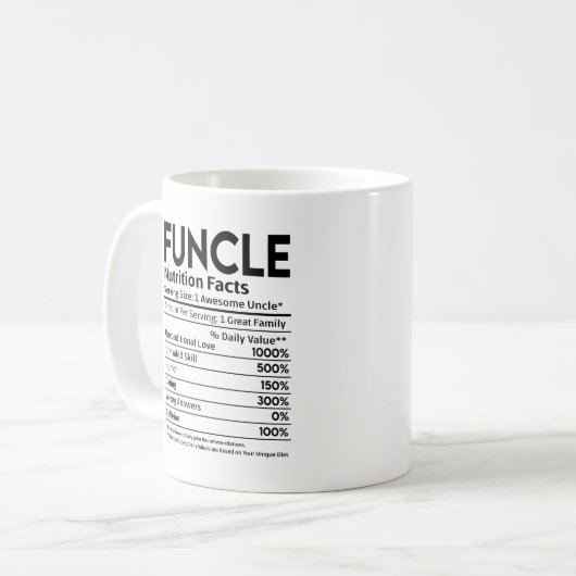 (Spaß + Onkel) Functional Uncle Nutritional Label Kaffeetasse (Vorderseite Links)