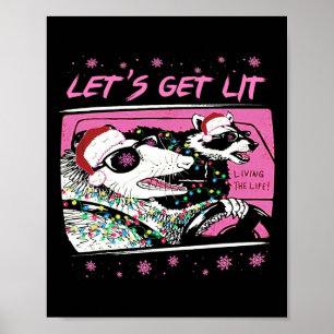 Spaß Opossum Waschbär Lass uns Müll Straße Pink Ch Poster