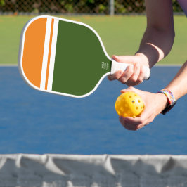 Spaß Orangefarbener Block Weißes Racing Streifen Pickleball Schläger
