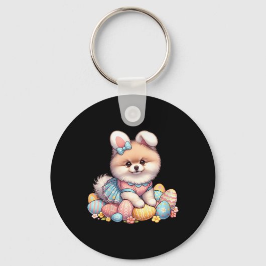 Spaß Ostertag Spitz Bunny Costume Schlüsselanhänger (Vorderseite)