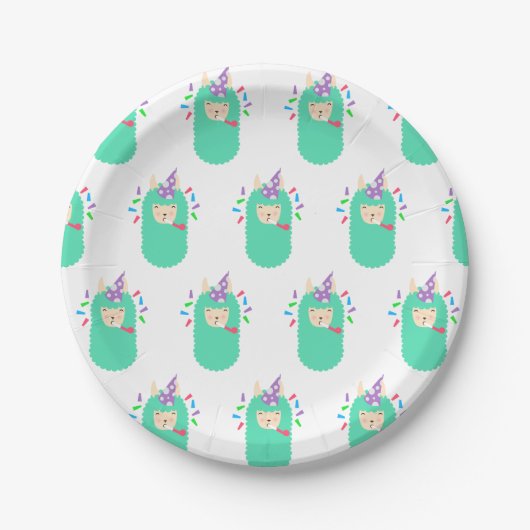 Spaß-Party Emoji Lama Pappteller (Vorderseite)