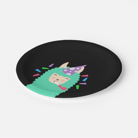 Spaß-Party Emoji Lama Pappteller (Schrägansicht)