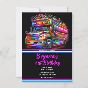 Spaß Partybus Helle Leuchtende Lichter Geburtstags Einladung