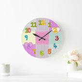 Spaß-Patchwork-Uhr mit Funky-Nummern für Kinder Große Wanduhr (Zuhause)