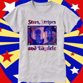 Spaß Patriotische Stars, Streifen und Ukulele Musi T-Shirt