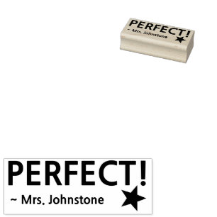 Spaß "PERFECT!" + Lehrer Name Kautschuk Briefmarke Gummistempel