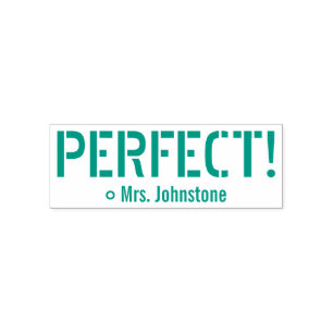Spaß "PERFECT!" + Name des Lehrers Rubber Briefmar Permastempel