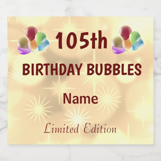 Spaß personalisiert 105. Geburtstag Schaumweinetikett (Einzelnes Label)
