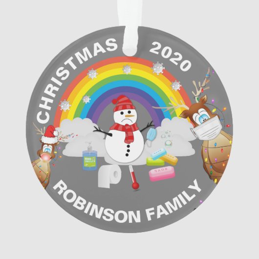 Spaß Personalisiert 2020 Covid Weihnachtsbaum Ornament (Rückseite)