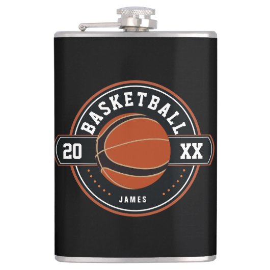 Spaß Personalisiert Basketball Thema Flachmann (Vorderseite)