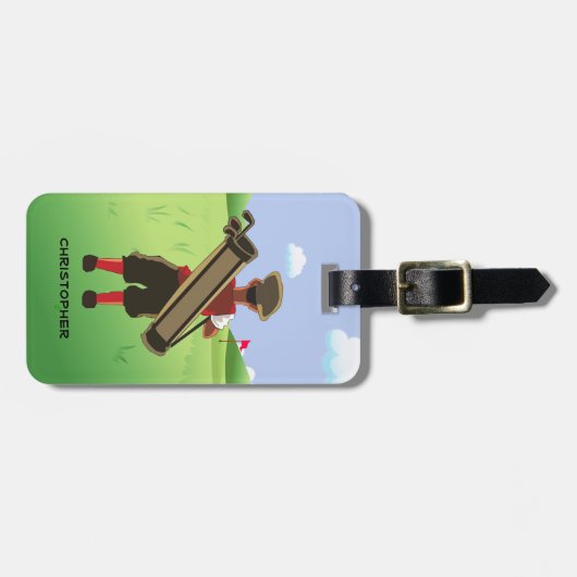 Spaß Personalisiert Golfer auf Golfplatz Gepäckanhänger (Vorderseite horizontal)