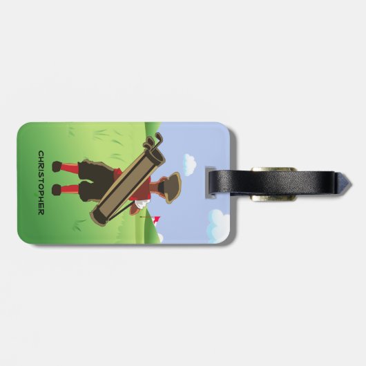 Spaß Personalisiert Golfer auf Golfplatz Gepäckanhänger (Rückseite horizontal)