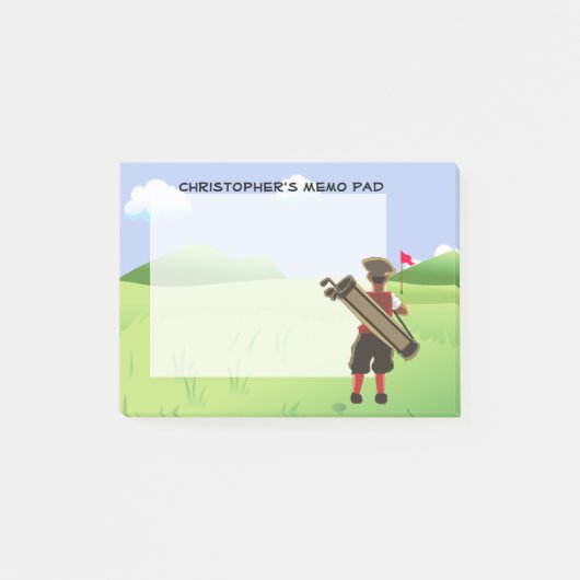 Spaß Personalisiert Golfer auf Golfplatz Post-it Klebezettel (Vorderseite)
