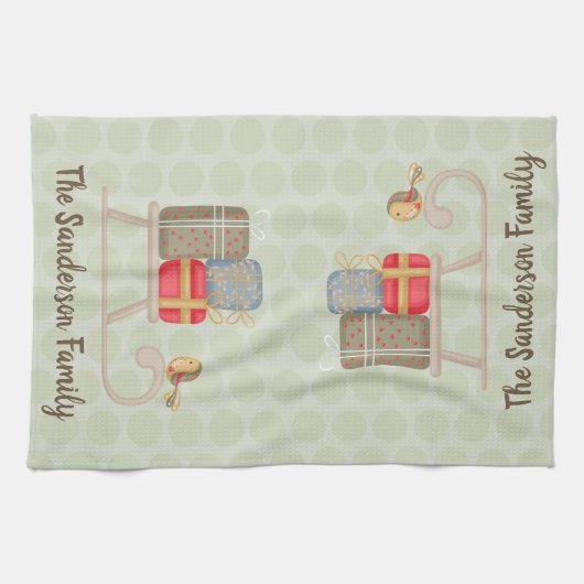 Spaß Personalisiert Nordic Christmas Sled Geschirrtuch (Horizontal)