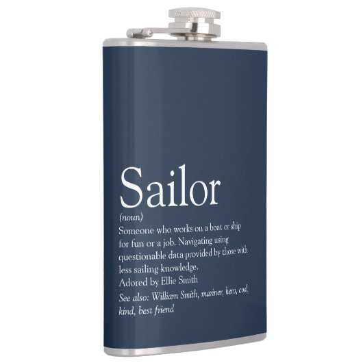 Spaß Personalisiert Sailor Definition Navy Blue Flachmann (Rechts)