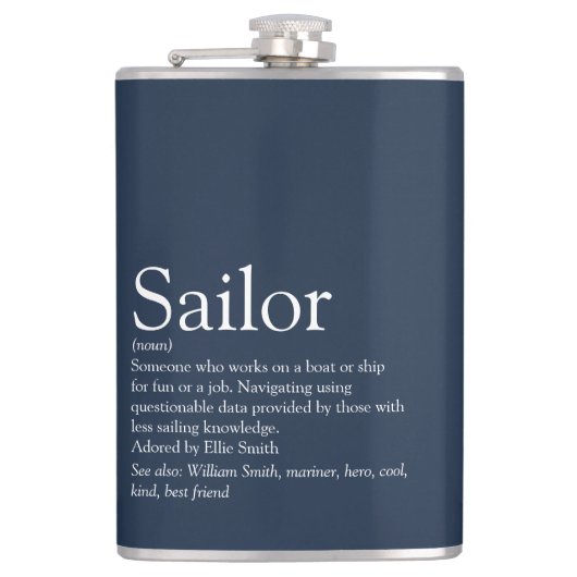 Spaß Personalisiert Sailor Definition Navy Blue Flachmann (Vorderseite)