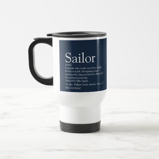 Spaß Personalisiert Sailor Definition Navy Blue Reisebecher (Links)