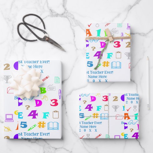 Spaß Personalisiert School Bester Lehrer je Geschenkpapier Set (Vorderseite)