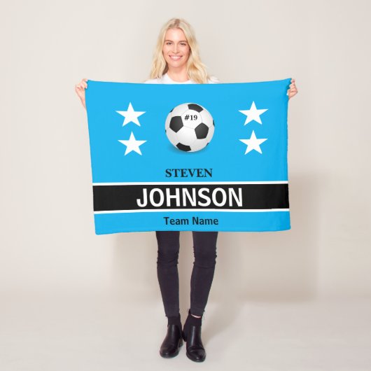 Spaß! ⚽Personalisierte blaue Fußball-Fleece-Decke Fleecedecke (Beispiel)