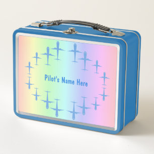 Spaß, Personalisierte Flugzeuge farbenfroh Regenbo Metall Brotdose