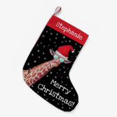 Spaß Personalisierte Giraffe Weihnachtsmannmütze W Kleiner Weihnachtsstrumpf (Vorderansicht (hängend))