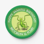 Spaß personalisierte Gottesanbeterin Cartoon Gebur Pappteller (Vorderseite)