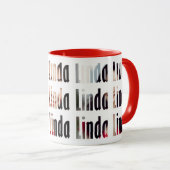 Spaß Personalisierter Name "Linda", 3-Foto-Hinterg Tasse (VorderseiteRechts)
