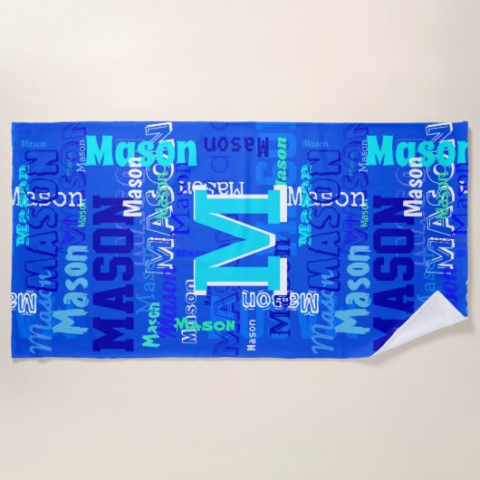 Spaß Personalisierter und Mit Monogramm Junge Strandtuch (Vorderseite)