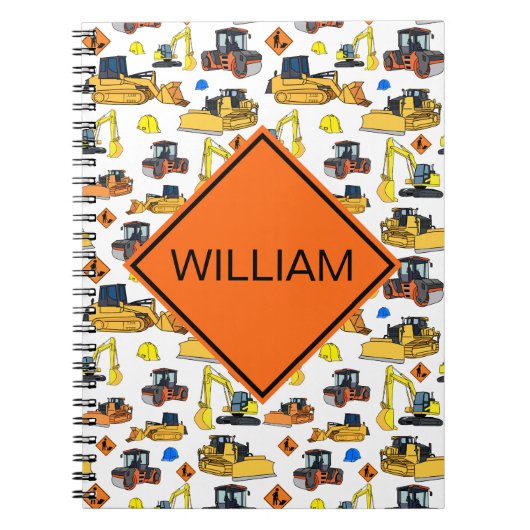 Spaß-personalisiertes Bau-Fahrzeug-Muster Notizblock (Vorderseite)