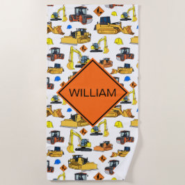 Spaß-personalisiertes Bau-Fahrzeug-Muster Strandtuch