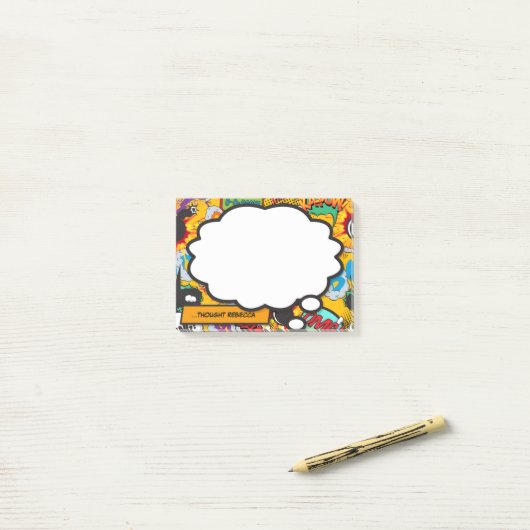 Spaß Personalisiertes Comic Buch Denkblase Post-it Klebezettel (Auf Schreibtisch)