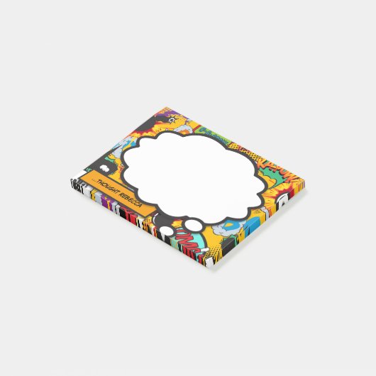 Spaß Personalisiertes Comic Buch Denkblase Post-it Klebezettel (angewinkelt)