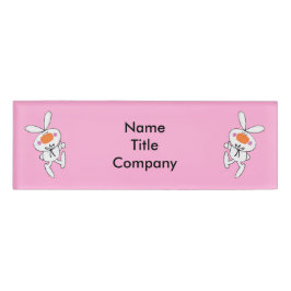 Spaß Pfeifen weiße Bunnies auf Hot Pink Namenschild