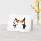 Spaß-Pferdebraut-und -bräutigam-Hochzeits-Entwurf Karte (Gelbe Blume)