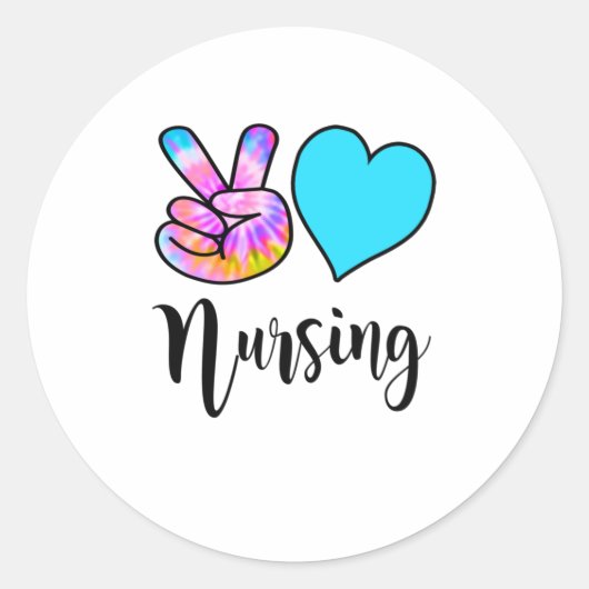 Spaß Pflege Geschenke Frieden Liebe nähren Gefärbt Runder Aufkleber (Vorderseite)