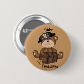 Spaß-Piraten-Bär mit Schatz-Kasten-Button-Knopf Button (Vorne & Hinten)