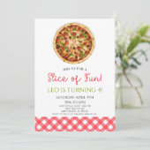 Spaß! Pizza Birthday Party Einladung (Stehend Vorderseite)