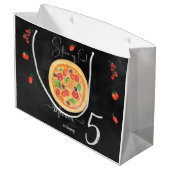 Spaß, Pizza zum Geburtstag Große Geschenktüte (Rückseite Schrägansicht)