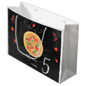 Spaß, Pizza zum Geburtstag Große Geschenktüte (Vorderseite Schrägansicht)