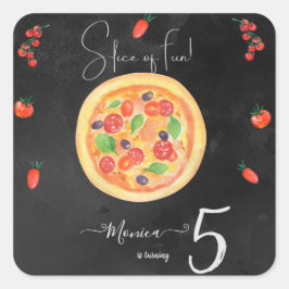 Spaß, Pizza zum Geburtstag Quadratischer Aufkleber