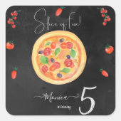 Spaß, Pizza zum Geburtstag Quadratischer Aufkleber (Vorderseite)