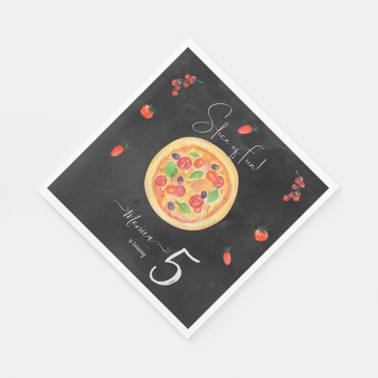 Spaß, Pizza zum Geburtstag Serviette (Ecke)