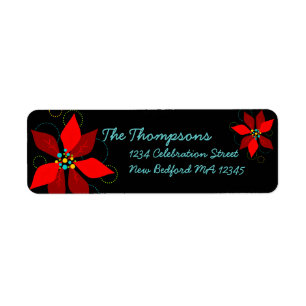 Spaß-Poinsettia-Retro Feiertags-Adressen-Etikett
