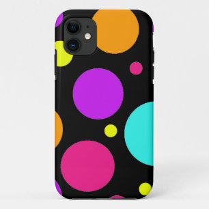Spaß-Polka-Punkt-Schwarz-orange lila aquamarines iPhone 11 Hülle