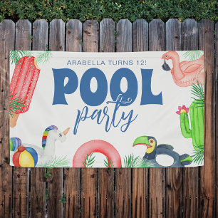 Spaß-Poolparty Geburtstagsbanner Banner