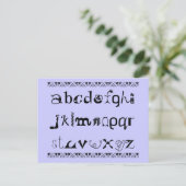 Spaß Postkarte des Alphabets in Englisch (Stehend Vorderseite)
